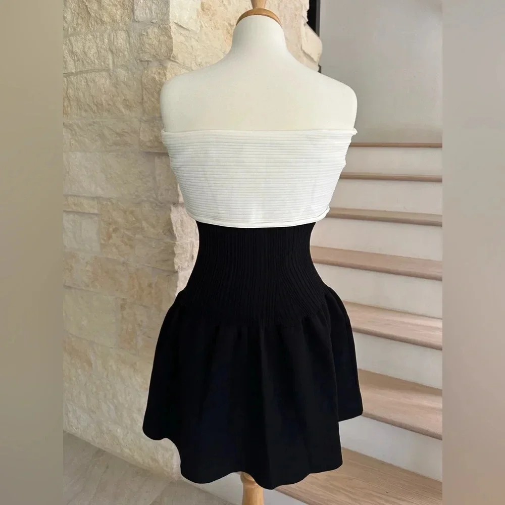 Self Portrait Black Knit Bow Mini Dress - Picture 9 of 10